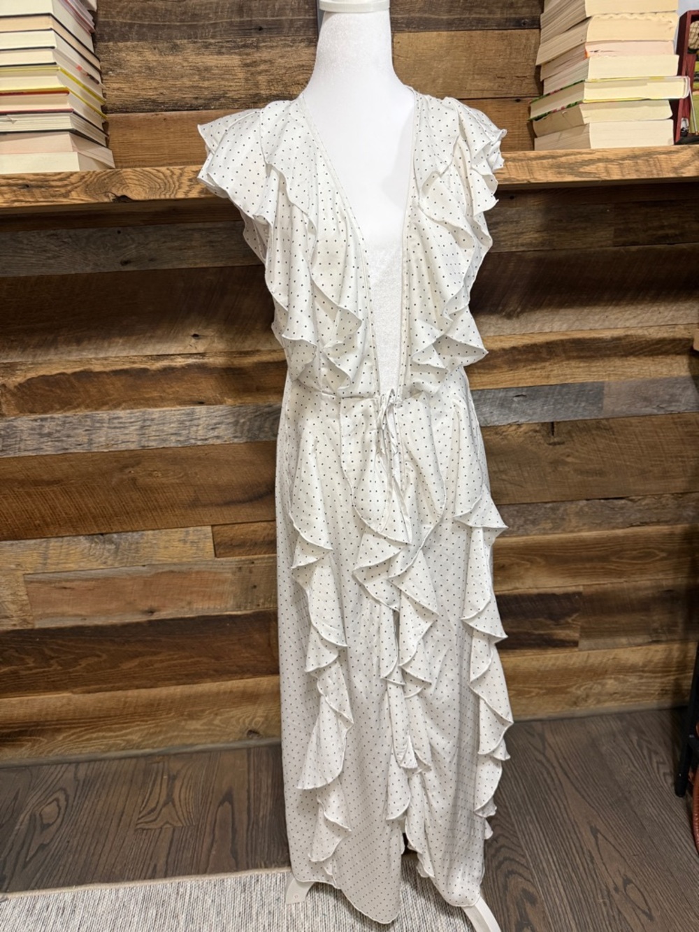 Victoria's Secret White with Navy Polka Dots Tie Front Coverup